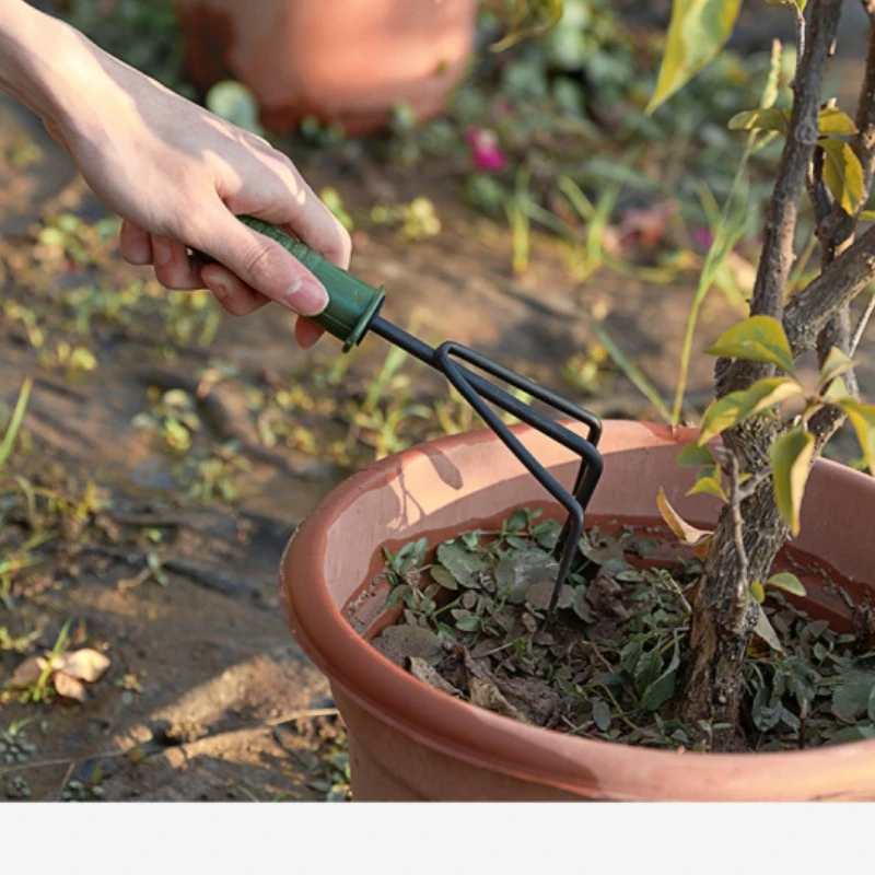 Plastic Handle Handmade Tool Bonsai Tools Garden Plant 4 PCS SET Hand Rake with Soft Rubberized Non-Slip