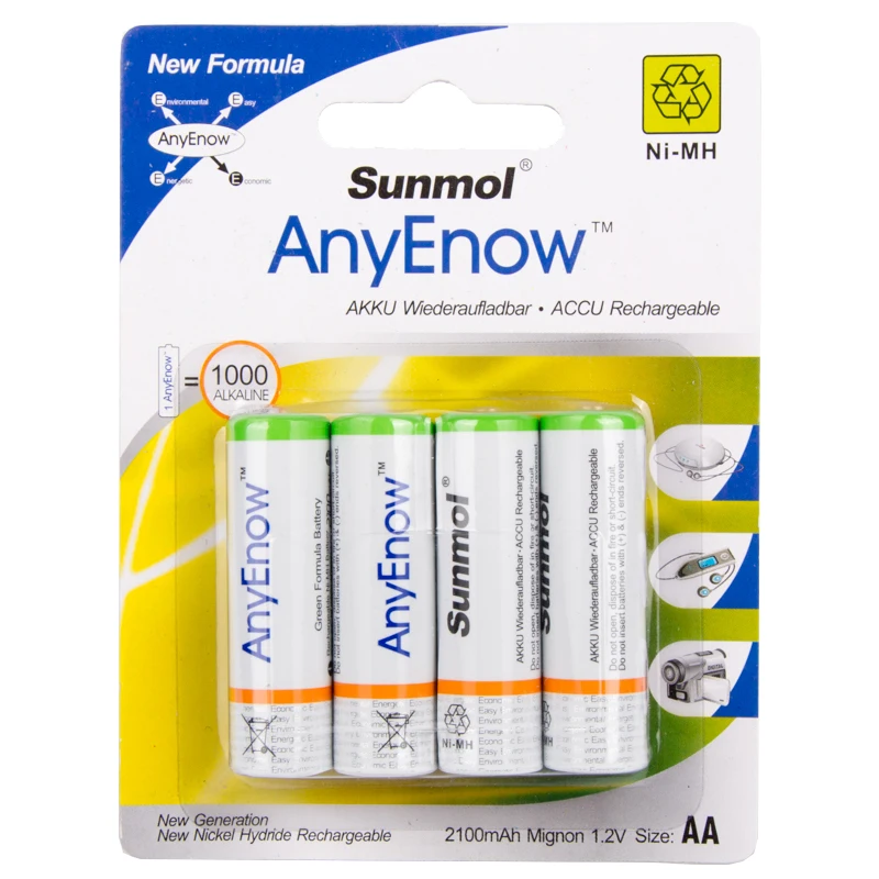  Аккумуляторные батареи Sunmol OEM серии Pilas AA для пульта дистанционного управления 800 мАч-2500