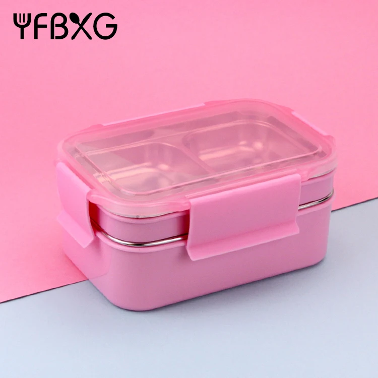 metal thermal food containers boxes stainless steel lunch box bento partition leak proof compartment