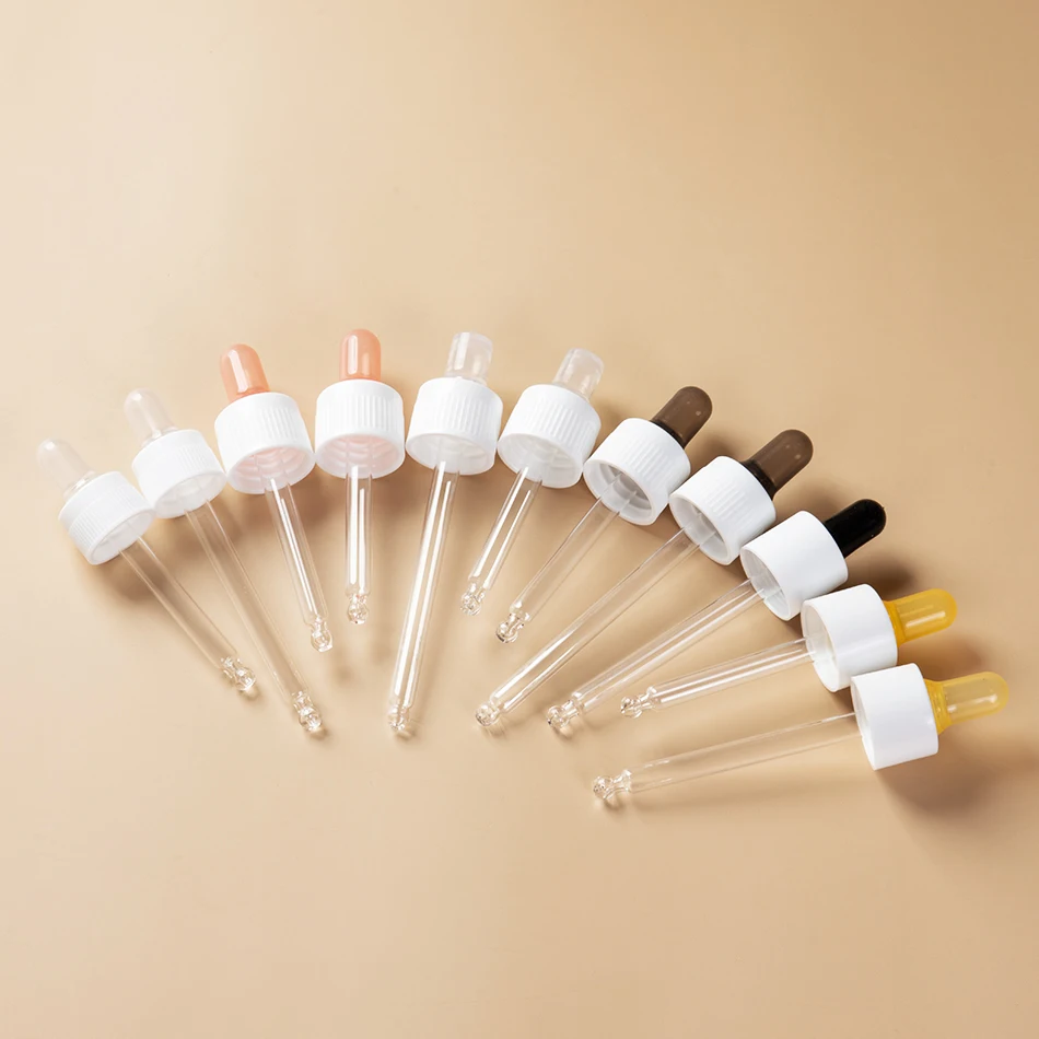 EU-Beauty 18mm 20mm 24mm Smooth White Dropper Cap White Plastic Dropper With Pipette Buna-n Rubber For Glass Bottle