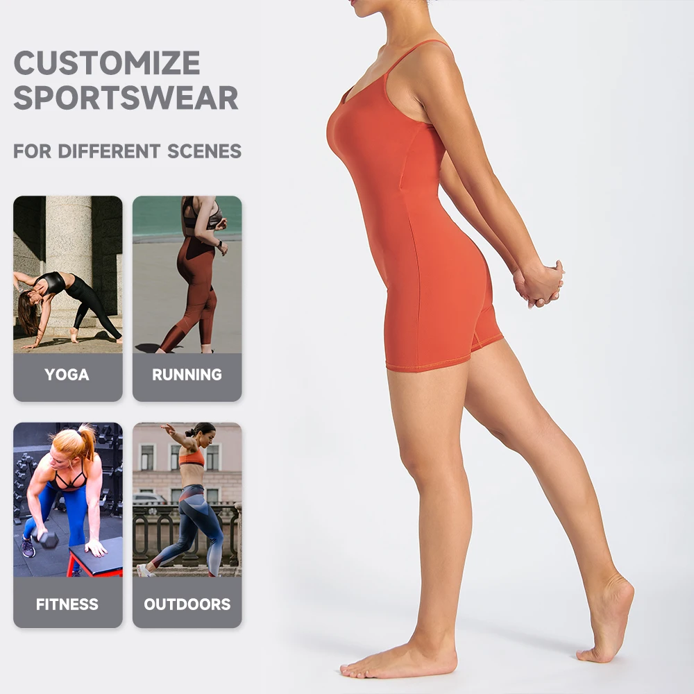 Luckpanther New Arrival Ladies Sport Outfit Adjustable Spaghetti Straps Backless Onesie One-piece Playsuit Running Yoga Shorts