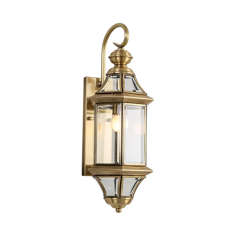 Retro oil rubbed brass wall light villa decorative Outside lamps with clear glass wall sconce solid copper hanging lamp