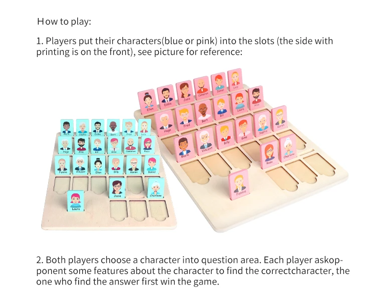 Popular Educational Intellectual Guess Characters Game Child Interactive Classic Kids Table Board Guess Who Game For Family