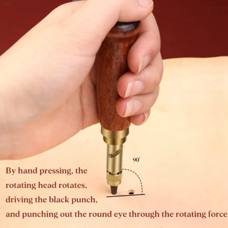 Changeable Tipes 6pcs Belt Hole Puncher Diy Leather Punch Rotary Punch Leather Tool Book Craft Drill Belts Hole Maker