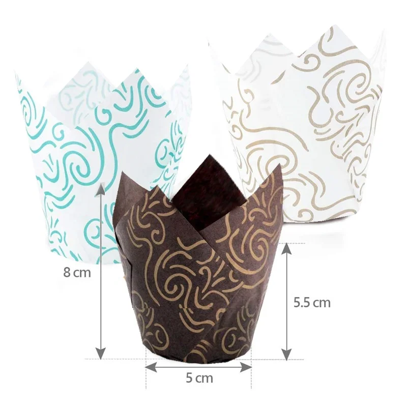 Factory Direct Supply Dessert Decorators Liners Muffin Paper Cups Tulip Cupcake Wrapper For Wholesale