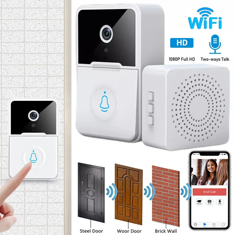 X3 Smart Video Door Bell 2.4GHz Two-way WiFi Wireless Rechargeable 1080P HD Doorbell Security Camera Monitor Voice Change