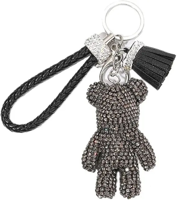 Yirun Cool Diamond Bear Design Pendant Keychain Creative Mini Claw Crane Arcade Machine Keyrings Gifts