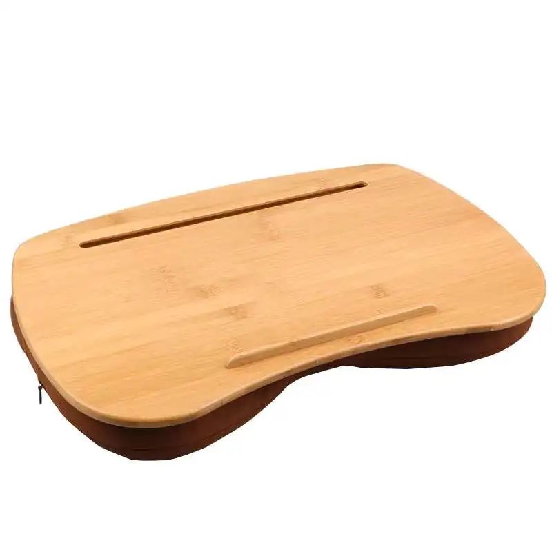 High Quality Portable Laptop Table Anti-Slip Stopper On Bed And Sofa Laptops Phone Holder Bamboo Lap Desk With Pillow Cushion