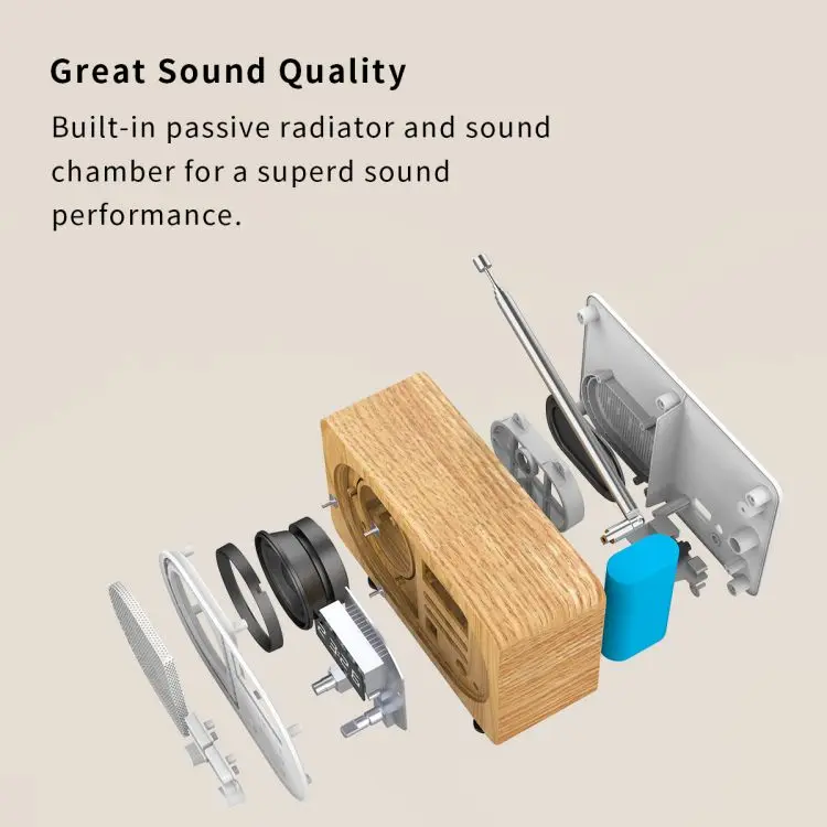 Desktop FM Alarm Clock BT 5.0 Wireless Speaker