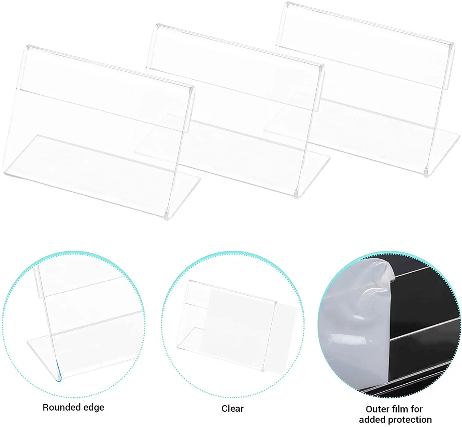 Mini Counter top L shape price tag stand clear acrylic name plate holder label holder for wedding buffet party bakery