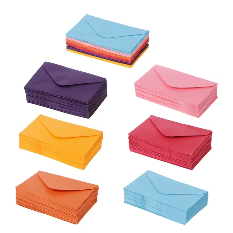Wholesale Custom 50Pcs Colorful New Retro Blank Mini Paper Envelopes Set for Wedding Party Invitation Greeting Cards