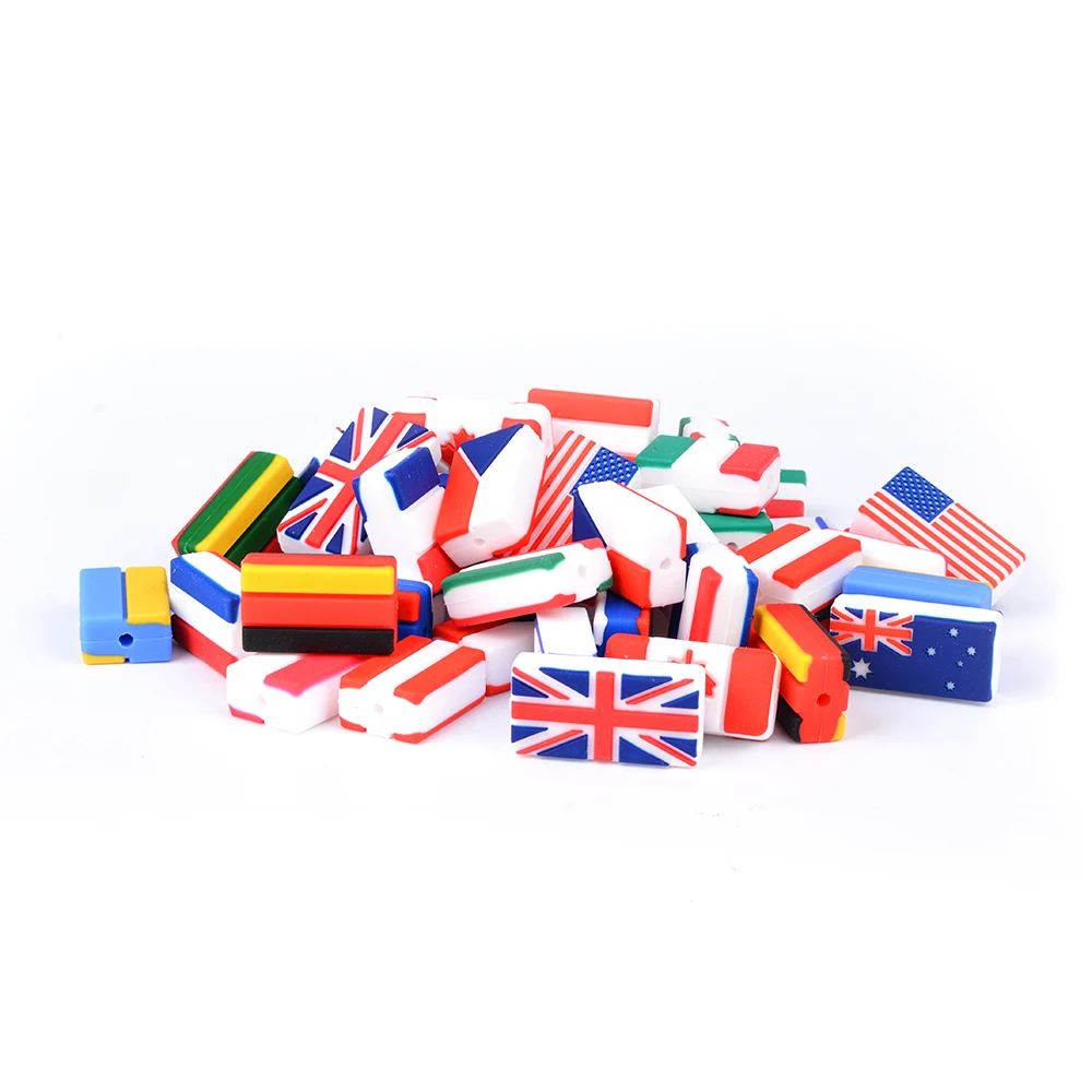 food grade silicone USA Canada Australia 17 countries national flag bpa free silicone focal beads for pens making