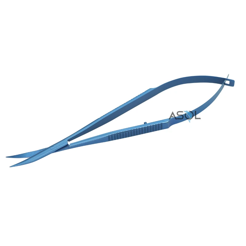 Титановые хирургические микроножницы, изогнутые универсальные ножницы, длина 130 мм