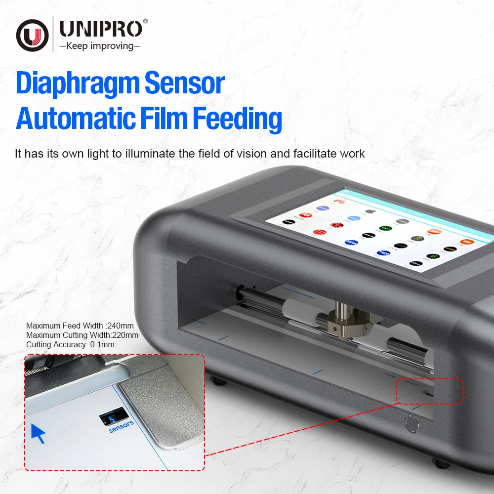 UNIPRO TPU Hydrogel Film Cutting Plotter Back Stickers Mobile Phone Skin Cutter Screen Protector Making Machine