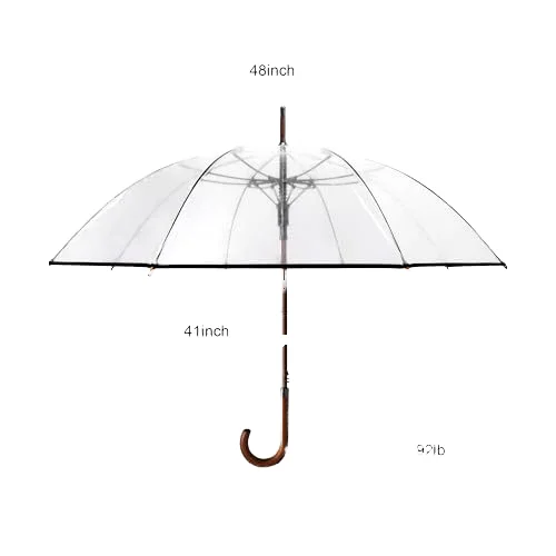 High quality Auto Open Nice Price Transparent Emergency Use One time umbrella Clear POE Umbrella Ladies Umbrella