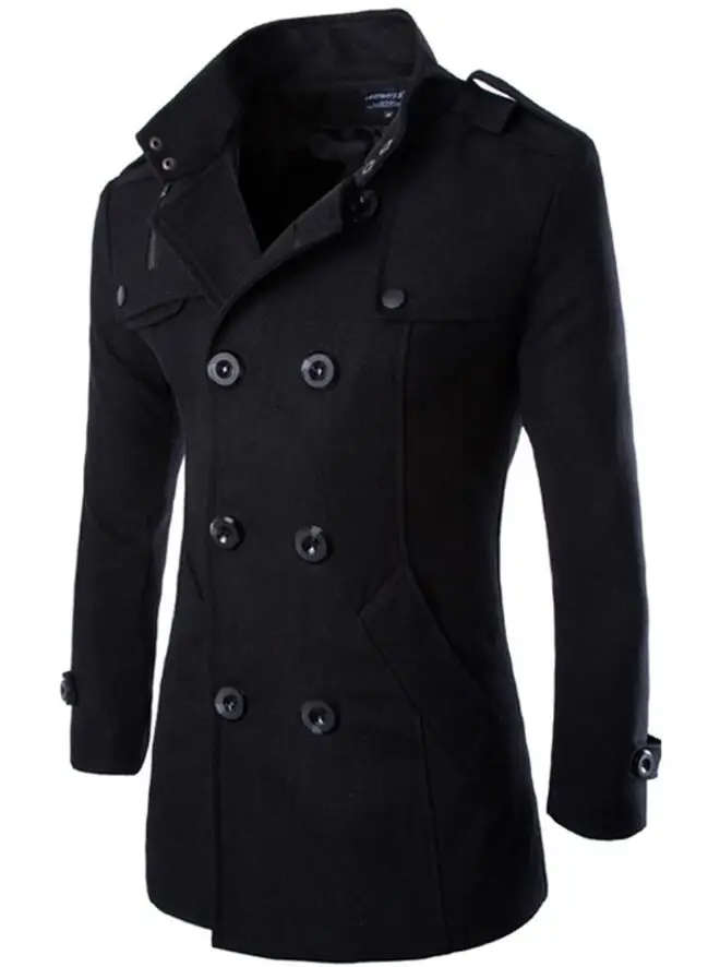 WKD0531320 Winter Long Coats Mens Casual long Jacket Turn Collar Long Mens Overcoats Business Wool Trench Coats Men