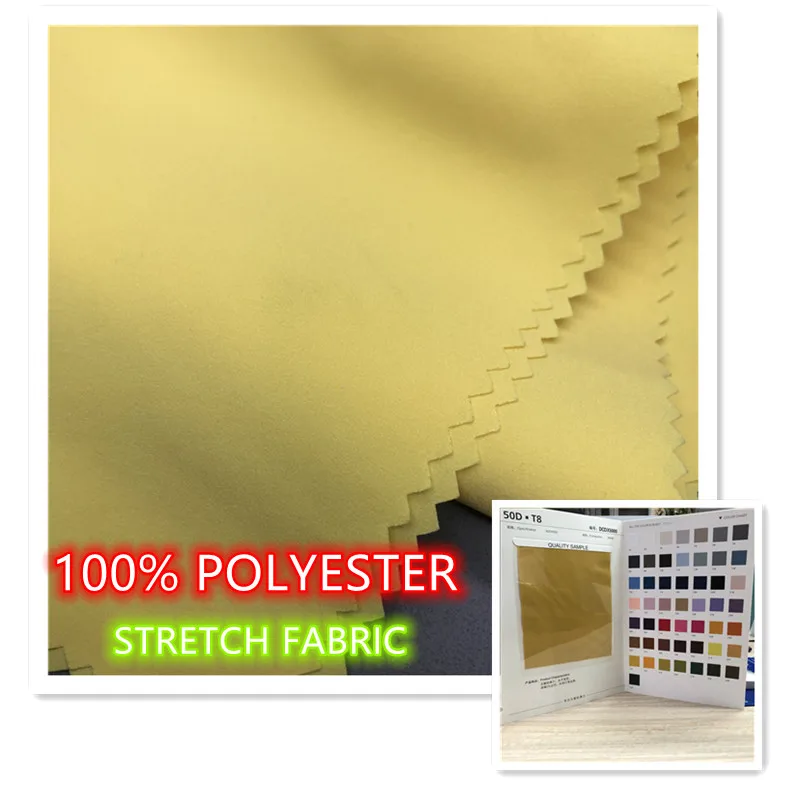 Good stretch 50D t800 woven 100% polyester stretch fabric for  pants and  coat