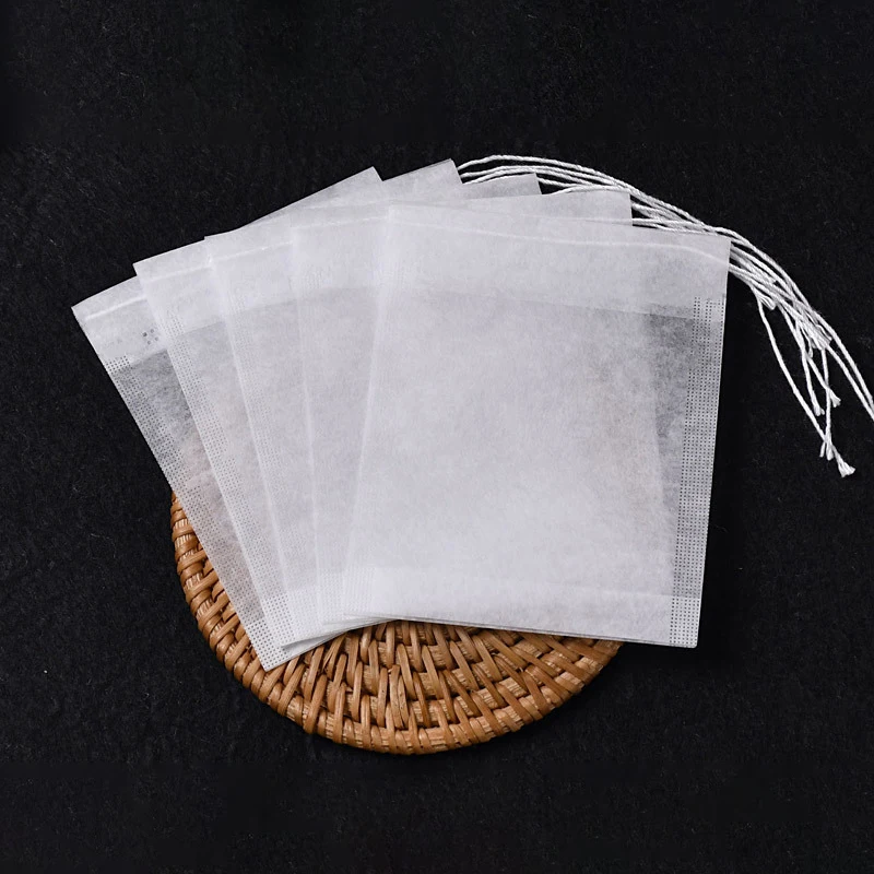 Wholesale 100pcs Sachet Biodegradable Corn Fiber Tea Bag with Drawstring Loose Leaf Tea Filter Bag