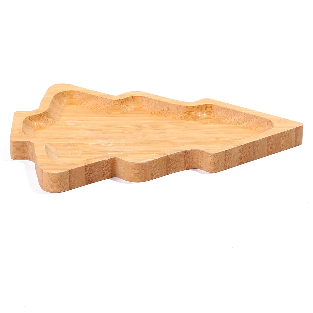 2023 Christmas Tree Fruit Serving Tray Bamboo baby Food Plate For Kids Gift