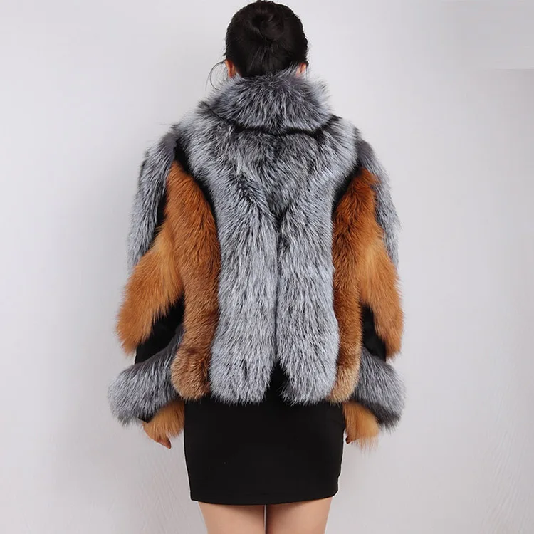 
wholesale new fashion winter fur jacket stand collar pink real fox fur coat for women 