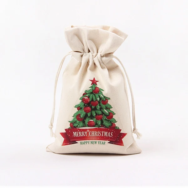 Personalized Large Gift Burlap Bag Canvas Cotton Blank Drawstring Bag Christmas Santa Sacks For Xmas Presents Storage