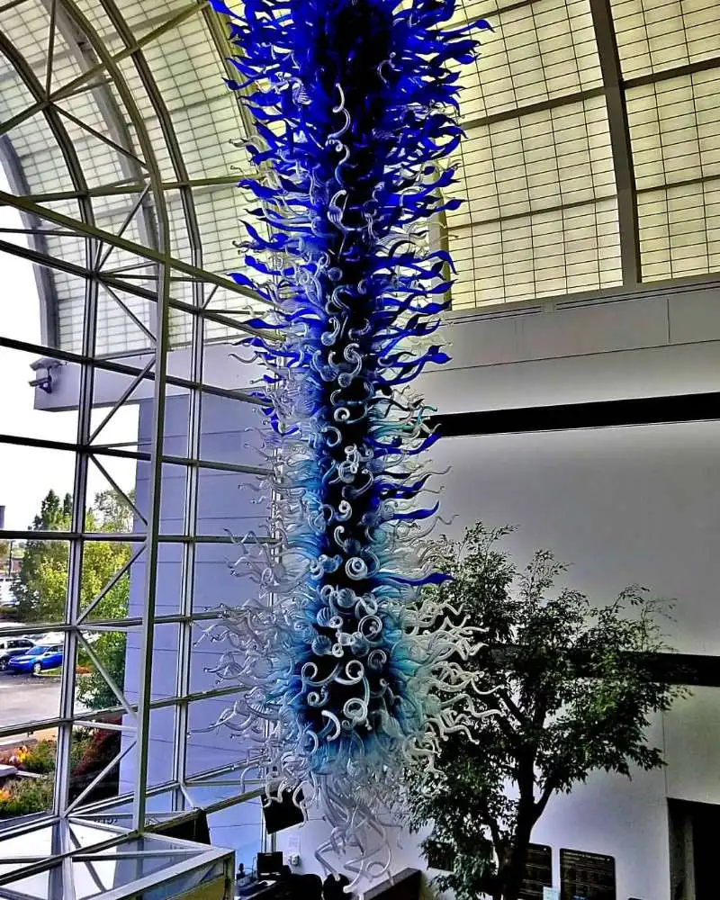 New Design Modern Luxury Large Blown Glass Chandelier Hotel Lobby Villa Hanging Murano Glass Pendant Light