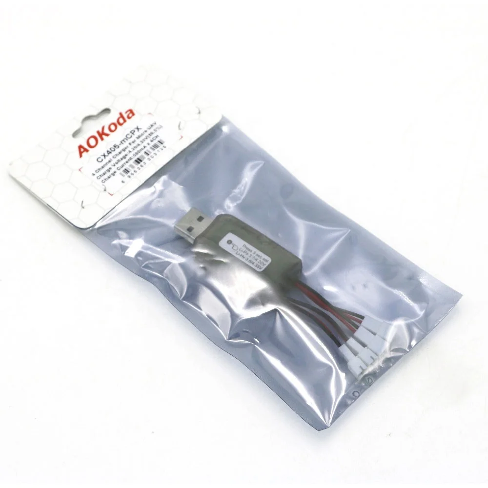 Aokoda CX405 4CH Micro USB Battery Charger for 1S Lipo Lihv High Quality RC Helicopter