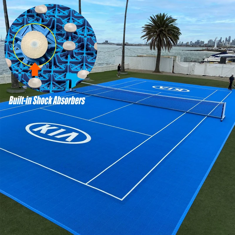 ZSFLOOR hard portable padel tennis court interlocking tile PP surface flooring carpet rubber mat