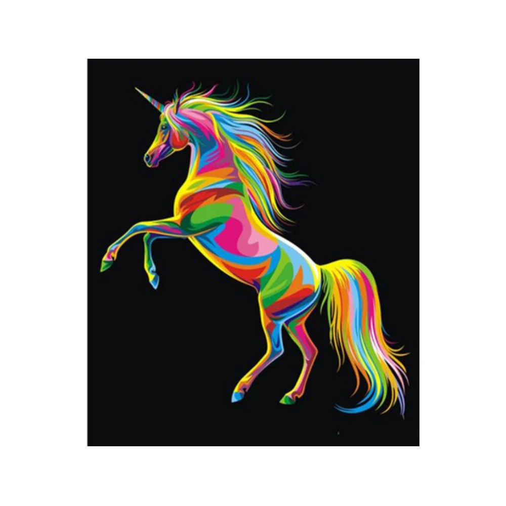 5D 2021 DIY Color Camouflage God Horse Animal Christmas Gift Diamond Painting Set, Wholesale Diamond drawing Set