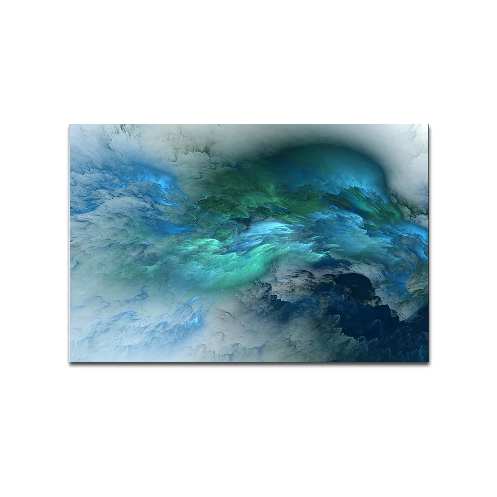 Home Decoration Print Teal Artwork Modern Abstract Cloudy Wall Art on Canvas Oil 1 Piece Digital Printing 100% Handmade High HLJ