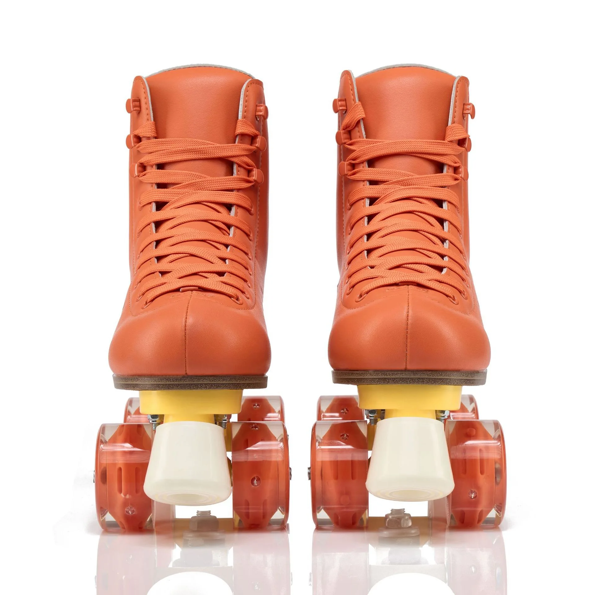 Professional 4 PU Wheels Adult Woman Rental Boot Quad Roller Skates Made of Microfiber Leather