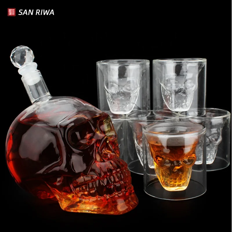 Hot Selling Glass Decanter And Whisky Glasses Set Lead-Free Special Shape Skeleton Decanter