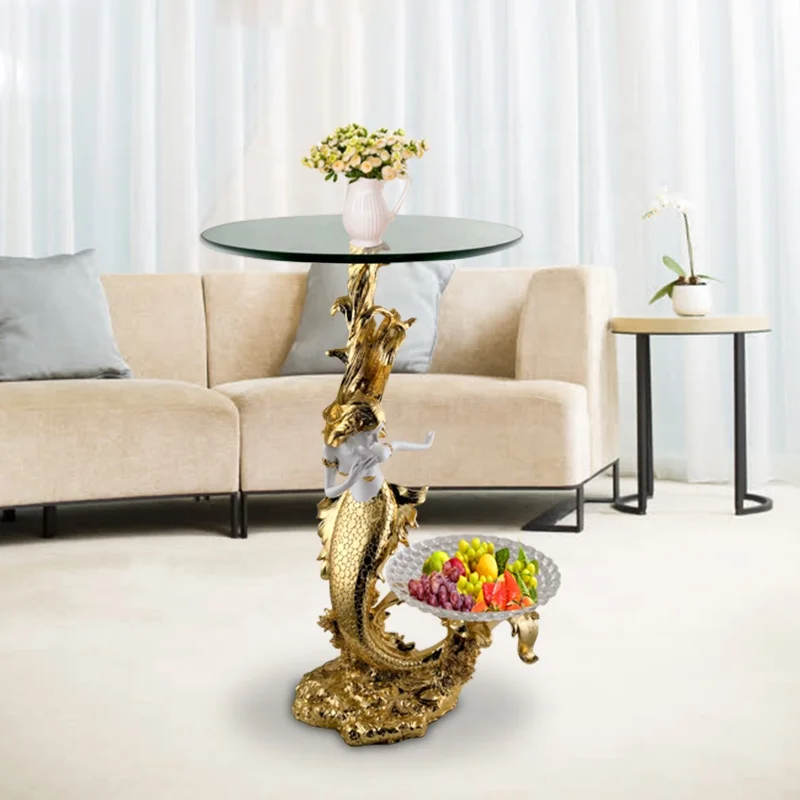 Женская настольная статуя, украшение для дома, поднос для чая и кофе, поднос для хранения, статуя русалки, украшения