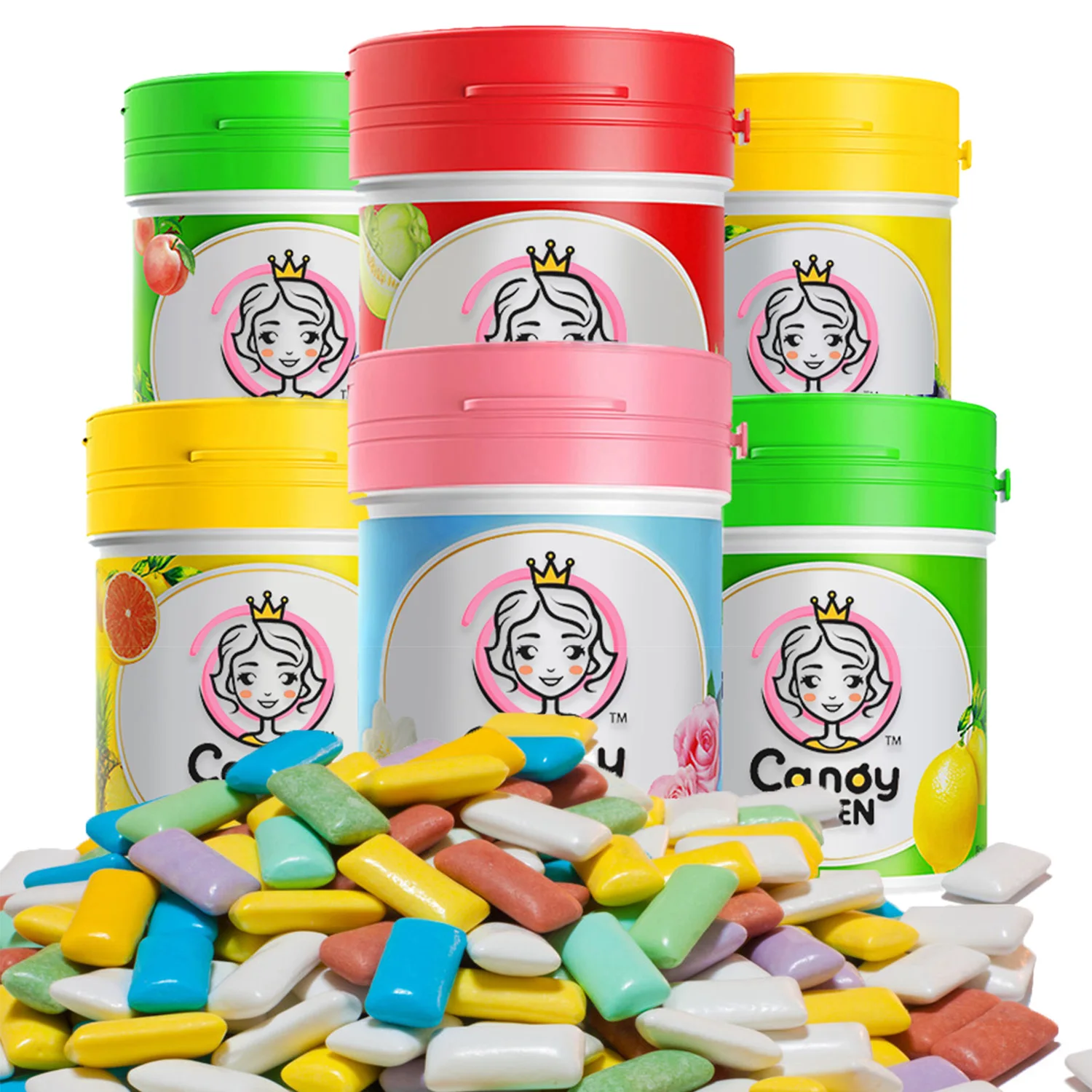 Кондитерская фабрика CANDYQUEEN оптовая продажа высокое качество халяльный сахар без сахара мятный фруктовый вкус ксилит жевательная резинка конфеты сладости