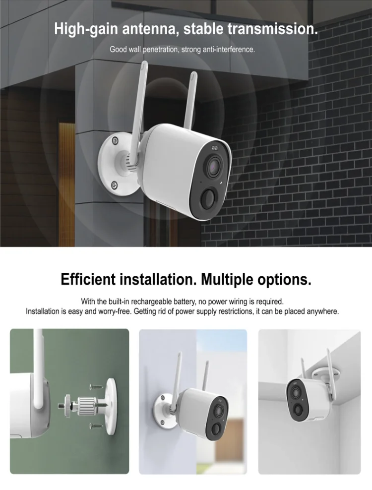 Outdoor Low Power Wifi Wireless Surveillance Camera Smart Two-way Audio Battery Powered IP Camera