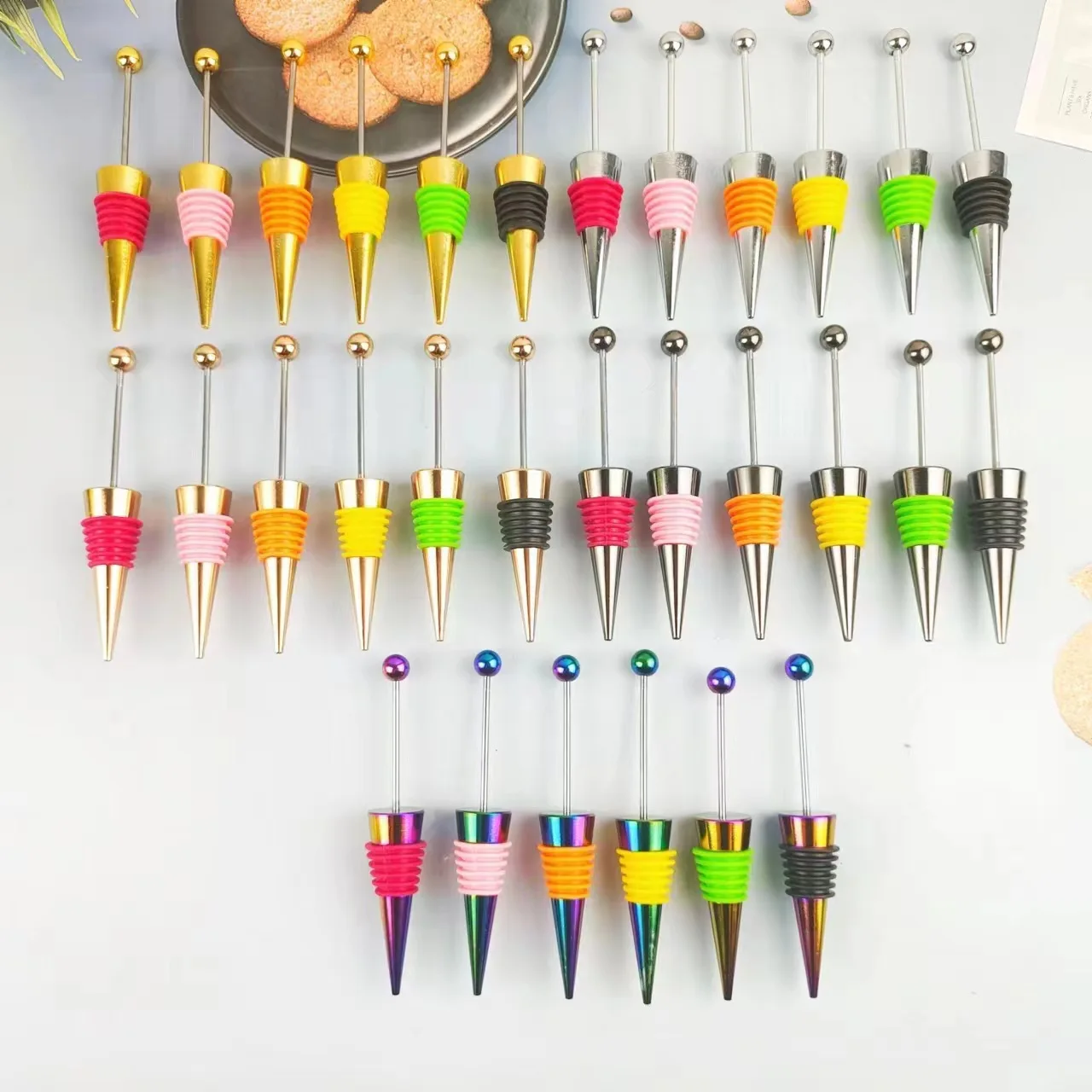 Hot Sale Custom DIY Zinc Alloy Metal Bead Balls Stainless Steel Wine Bottle Stopper for Red Wine Decoration