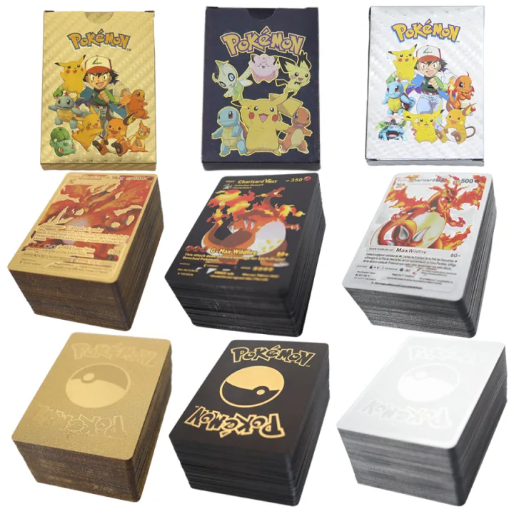 Pokemons TGG есть 3 вида стилей 55 шт. 4 языка английский испанский немецкий французский золотой фольги полный цвет карты в коробке