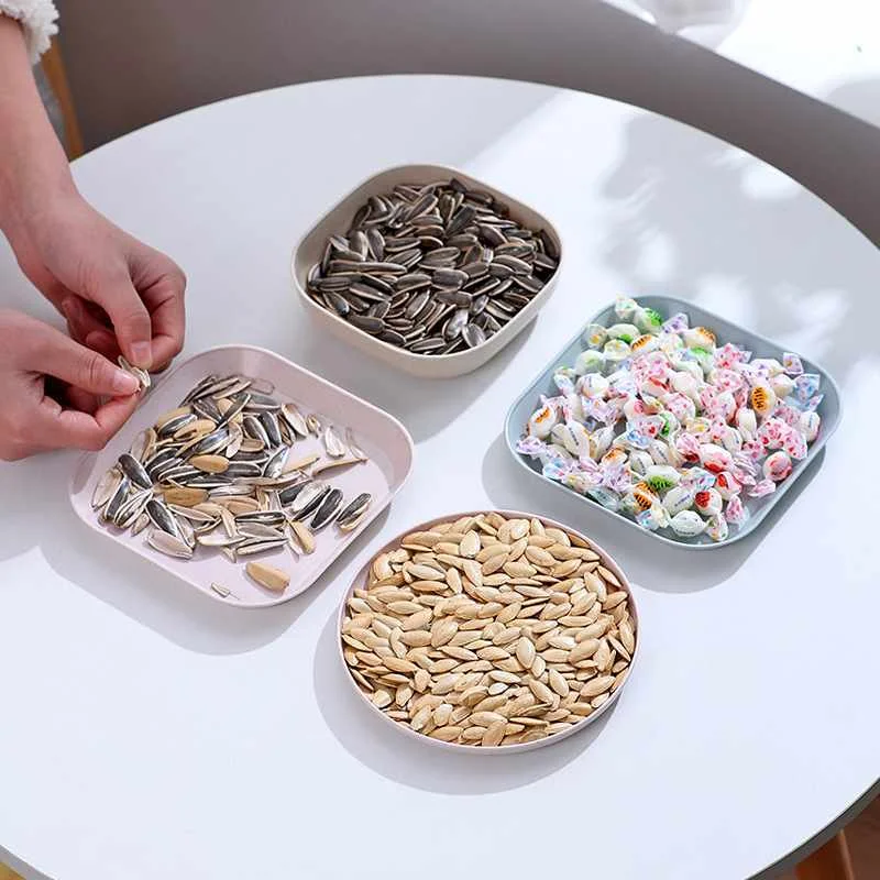 Домашняя простая пластиковая тарелка из пшеничной соломы для костей мусора круглая Квадратная с чистым тоном окуня