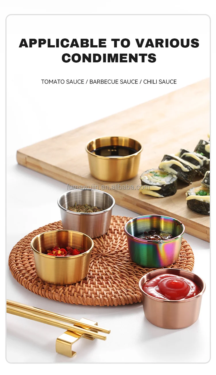 Commercial hot selling stainless steel kitchen utensils hot pot soy container salad tomato mini sauce bowl