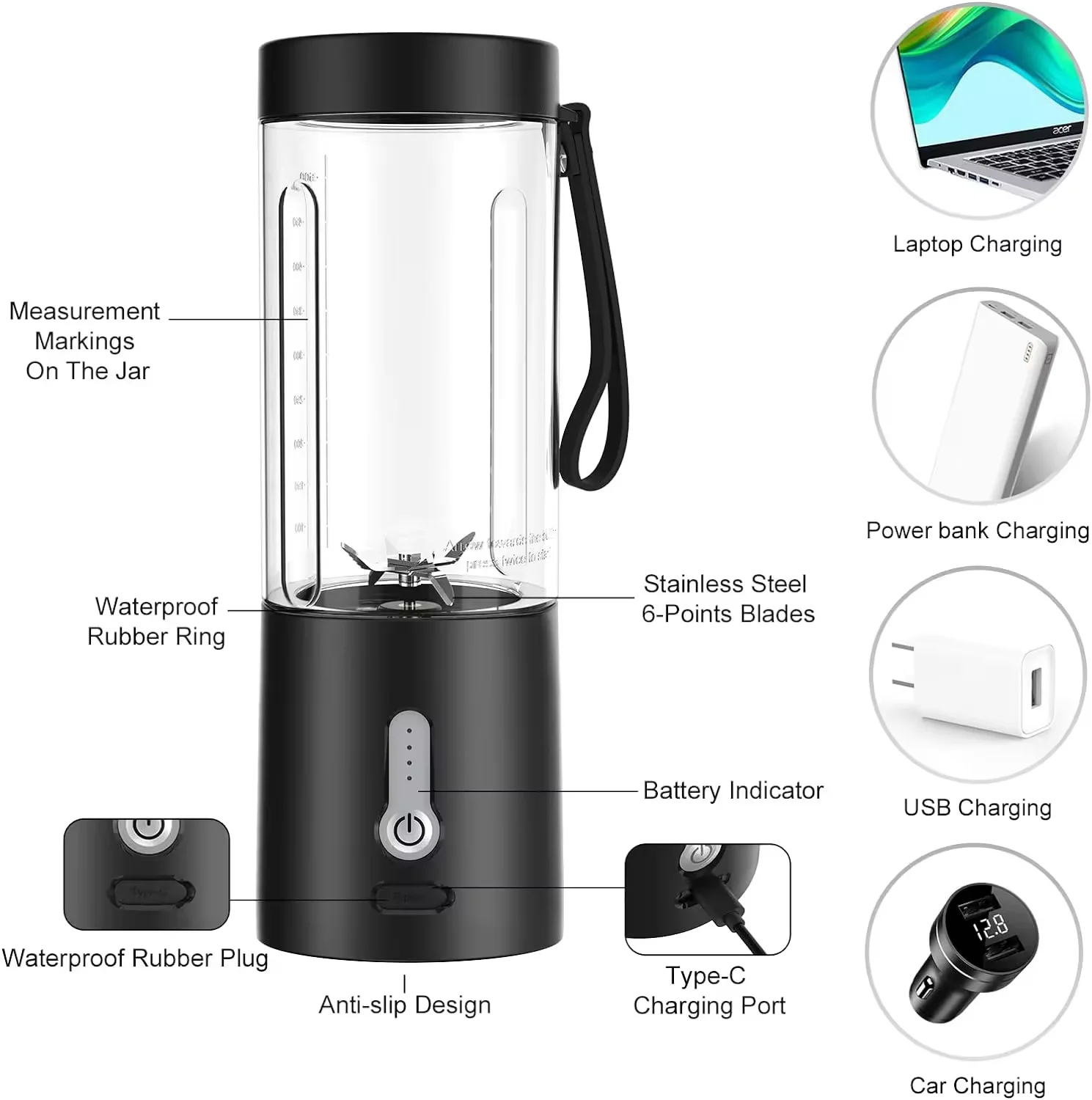Home Smart Application  Mini Personal Electric Blender USB Portable Rechargeable Blender