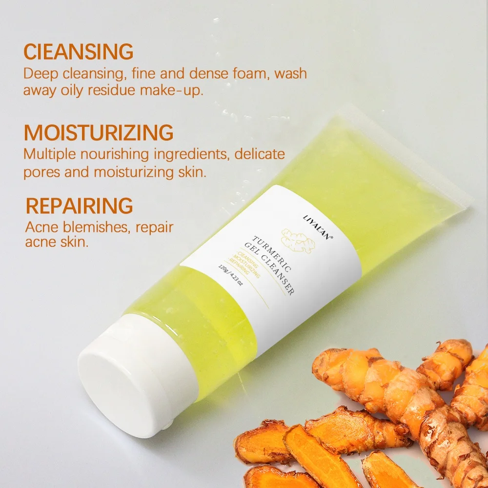 OEM Whitening Moisturizing Gel Face Wash Oil Control Organic Foaming Tumeric Facial Cleanser
