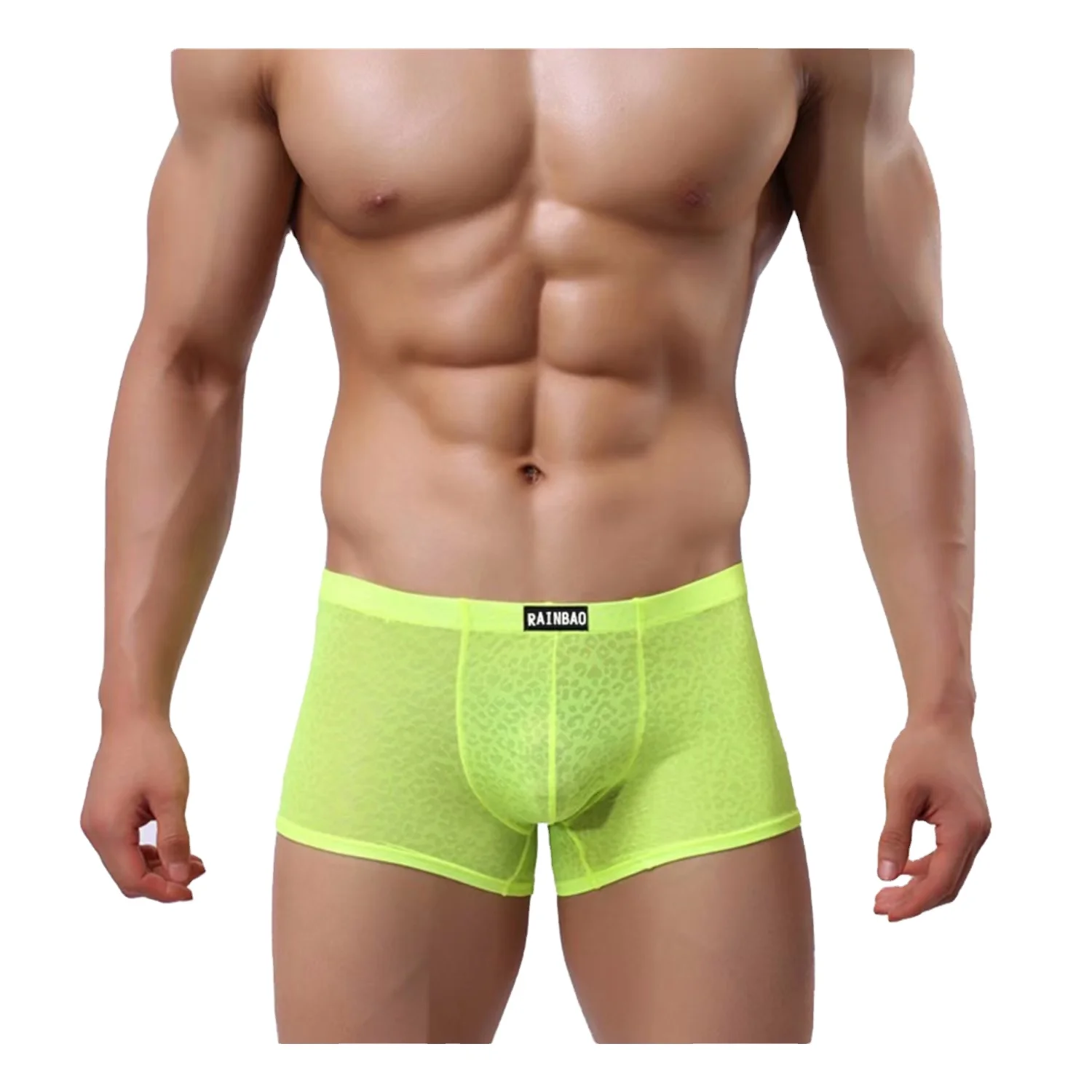 Hot Sale Spicy Charming Leopard Print Transparent Sexy Seamless Thin Boxer Briefs For Mens