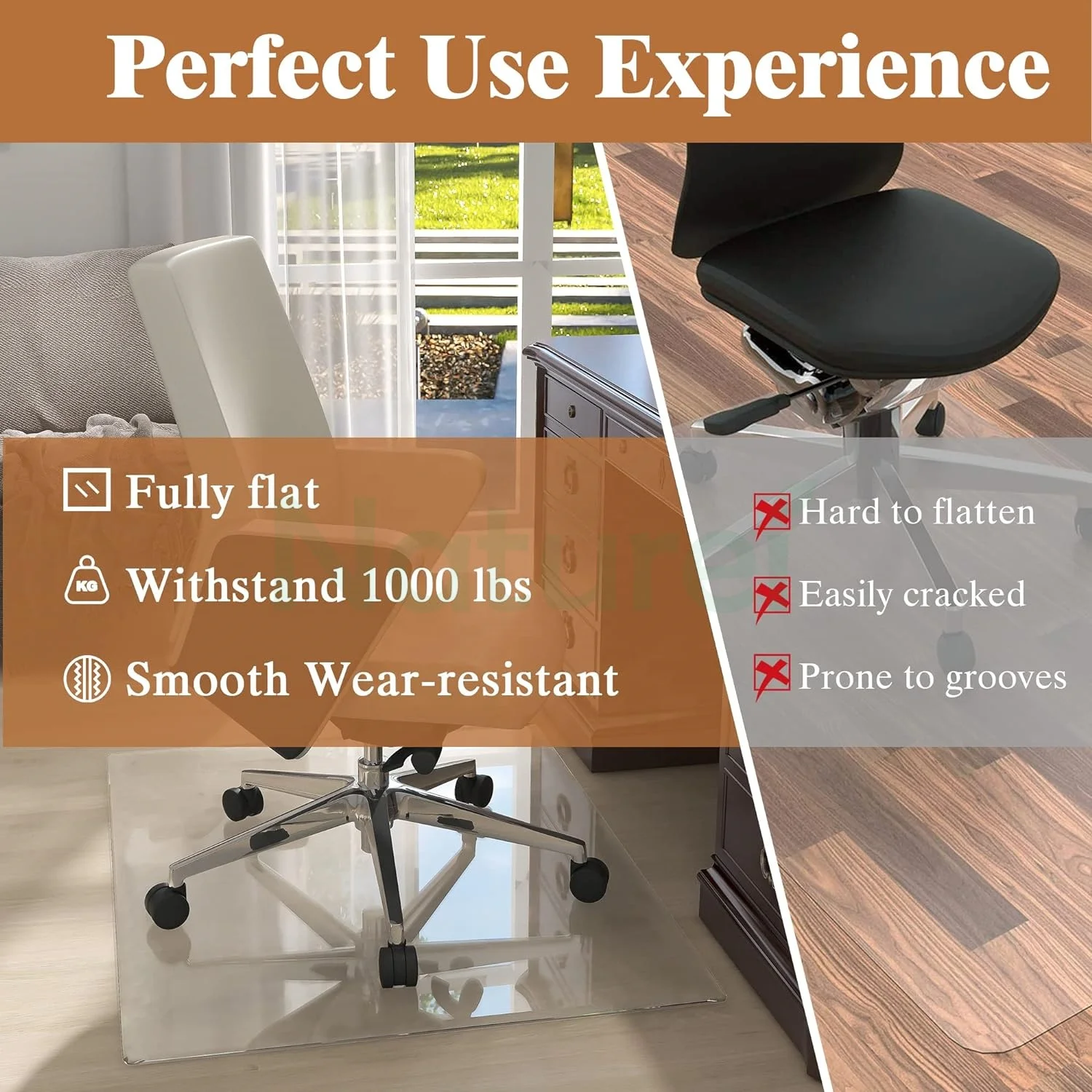 Polished Edge clear Glass Office Chair Mat Carpet Chair Mats for Rolling Chairs