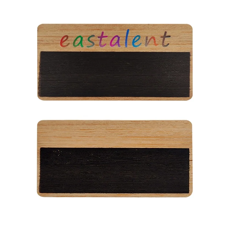 Factory Price Customized Wood Blackboard Name Badges With Pin Or Magnet