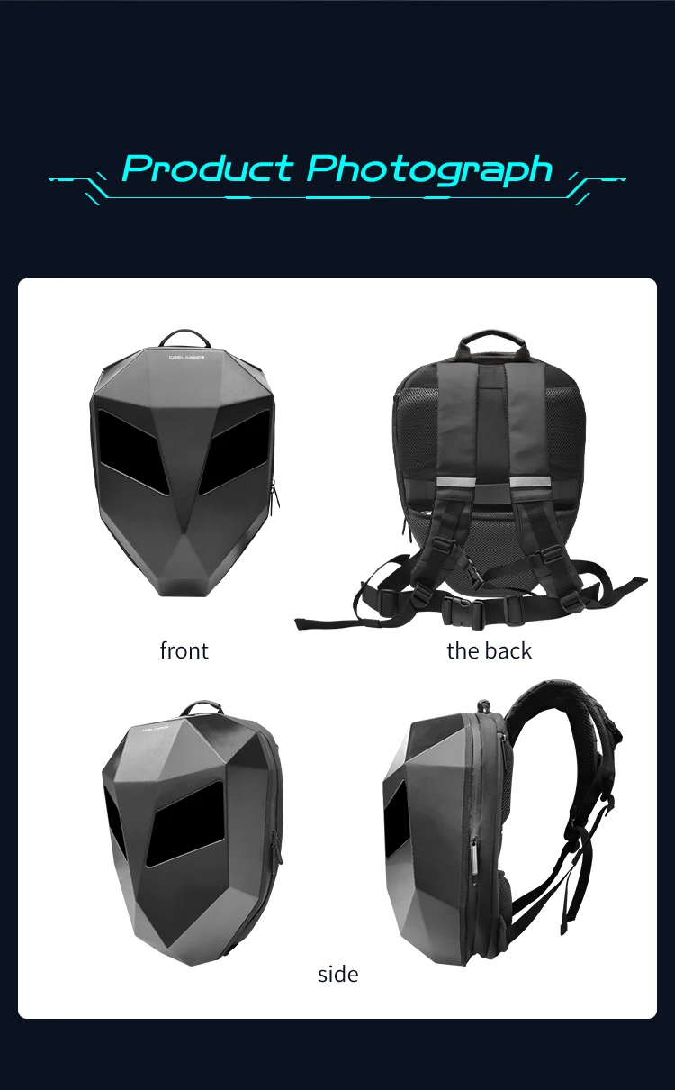 CRELANDER LED Black Motorcycles Knight Backpacks SE Bluetooth Shoulder Bag Outdoor Backpack With Eyes