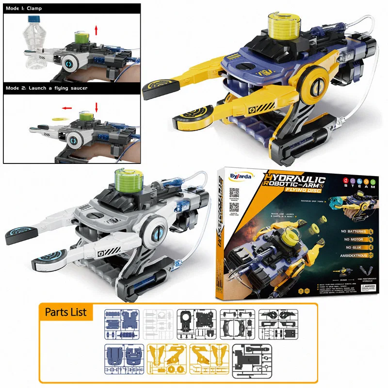 DIY Assembly Multifunction Arm Toy Robot Hydraulic toy Manipulator STEM Education Science Experiment Kit Building Bricks