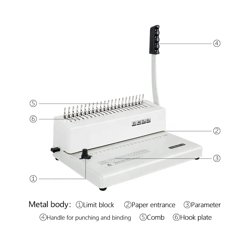SONTO Paper Binder Manual Punch Comb Binding Machine for Office 21 Hole 450 Sheets White Manual Printing Binding Spiral USD15-25
