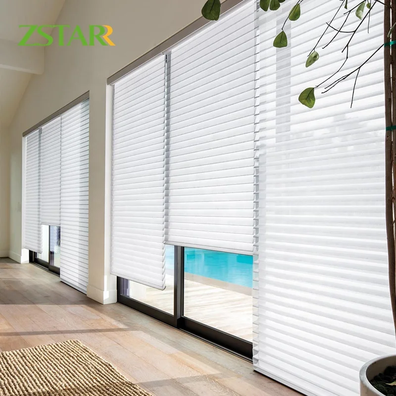 ZSTARR Shangri-la Blinds Serenity Sheer Shade Electric Motorized Triple Roller Shades Luxury Blinds Shangrila Blinds
