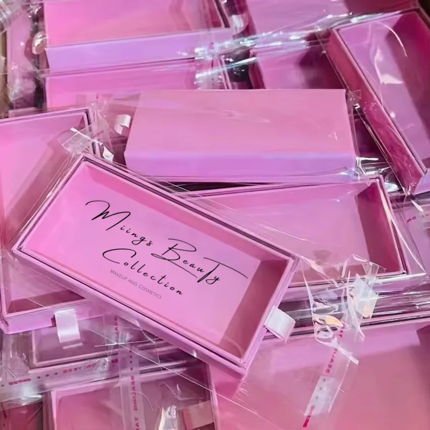 Private Label Lashes case Cardboard Magnetic Pink Paper Lash Boxes Custom Empty False Eyelash Boxes Packaging with Logo