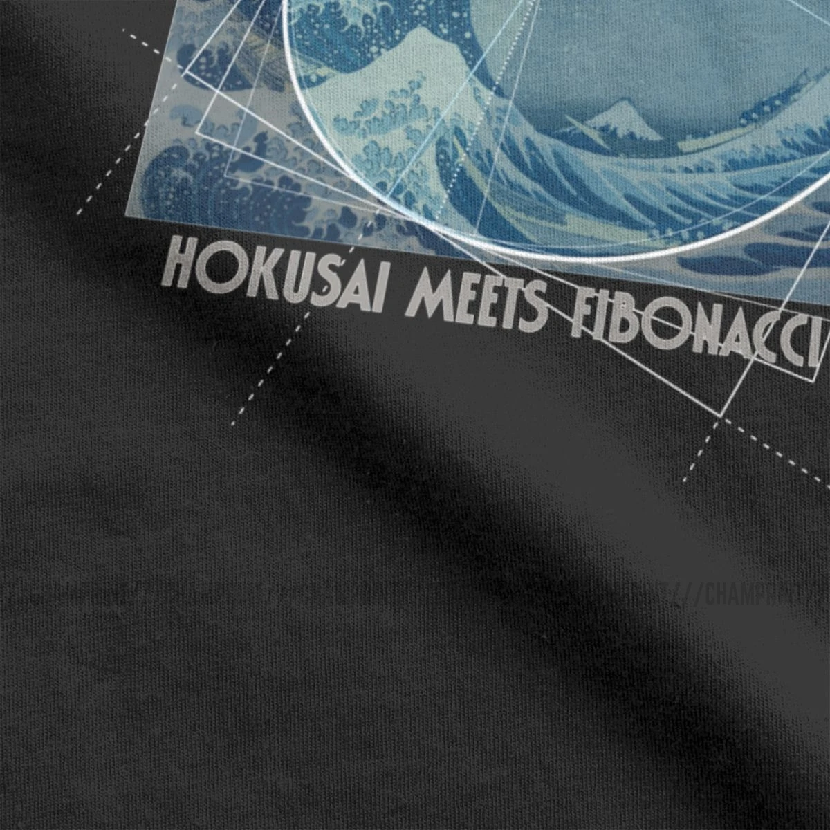 
Hokusai Meets Fibonacci Sequence Golden Ratio T-Shirt Men Math Technical Geek Fun Tee Shirt Crew Neck T Shirts Gift Idea Clothes 